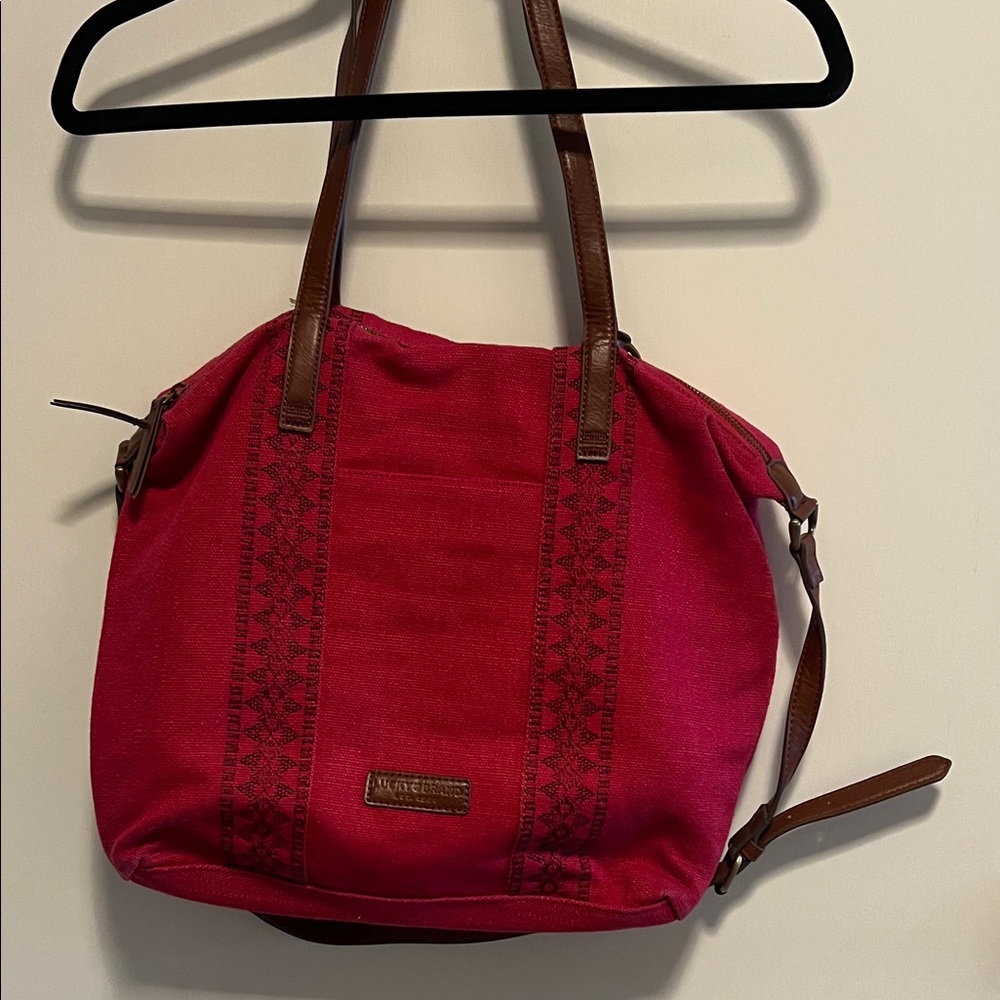 Lucky Brand Red Tote with Brown Straps - Picture 2 of 3